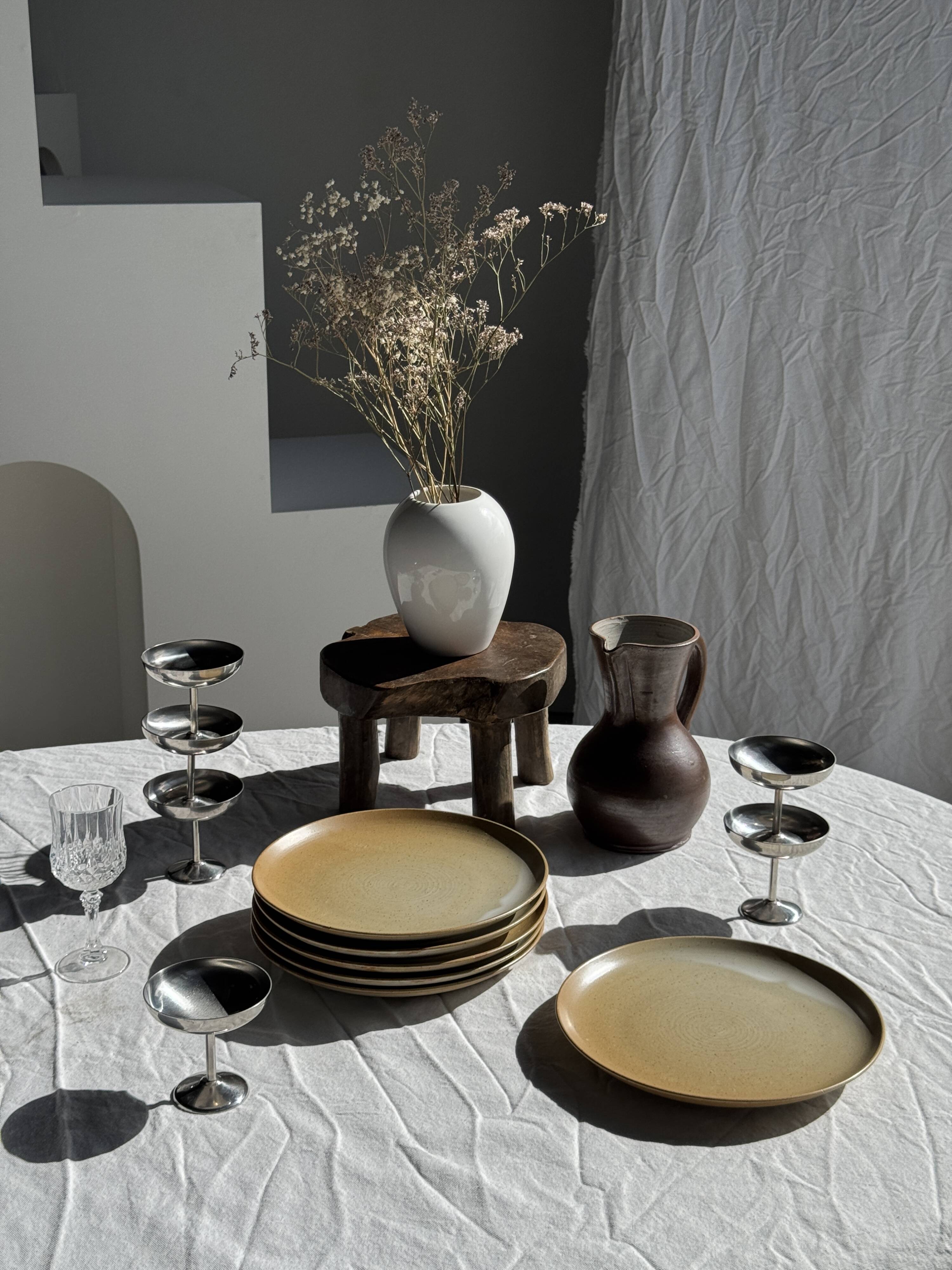 Set of 6 stoneware plates Village France D24