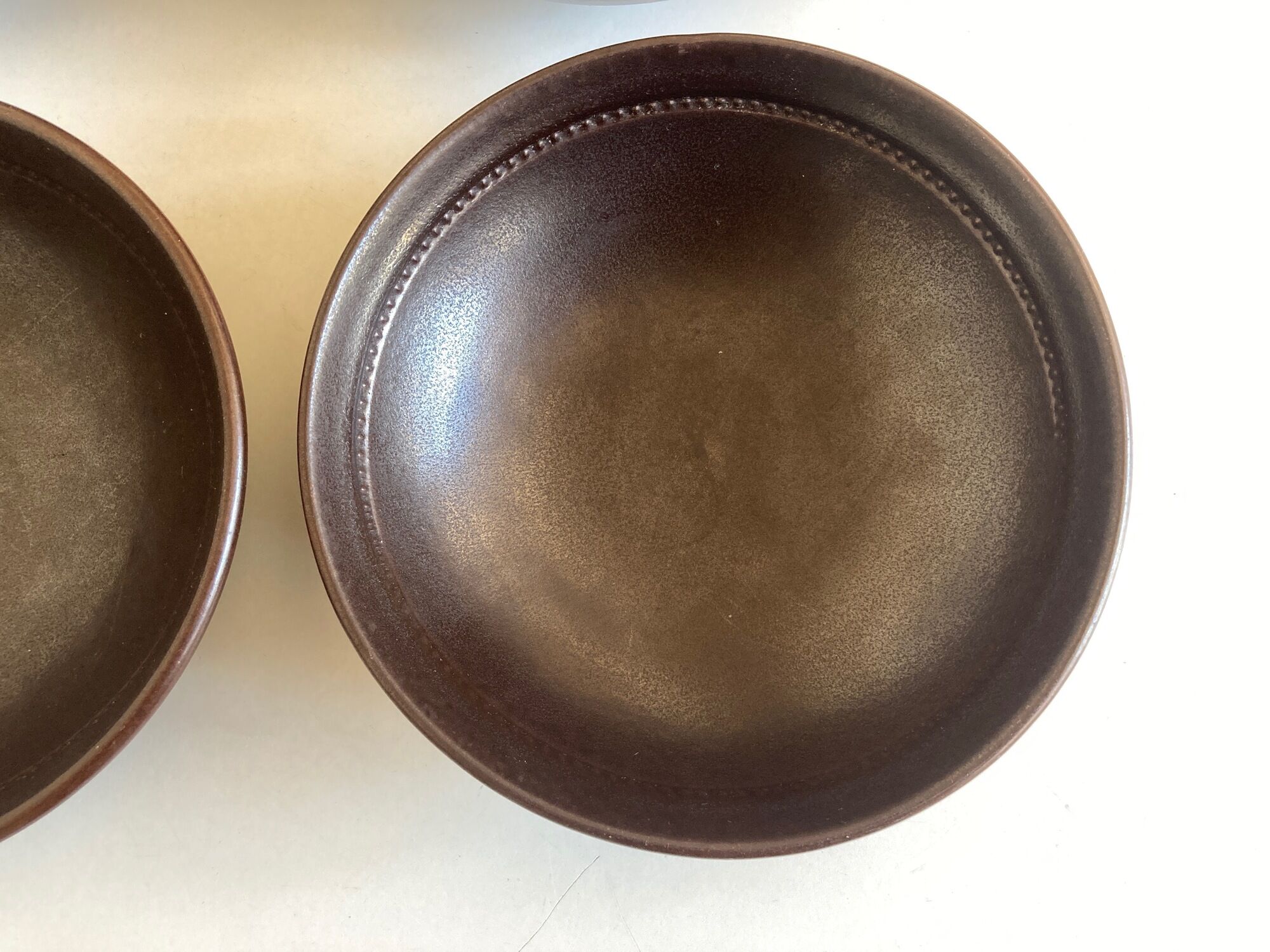 set of 4 plates cap in Scandinavian potter's sandstone Sweden 1960