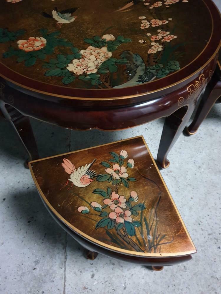 Antique Japanese coffee table with stools