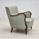 1960s, Danish armchair, light blue furniture fabric, beech wood.