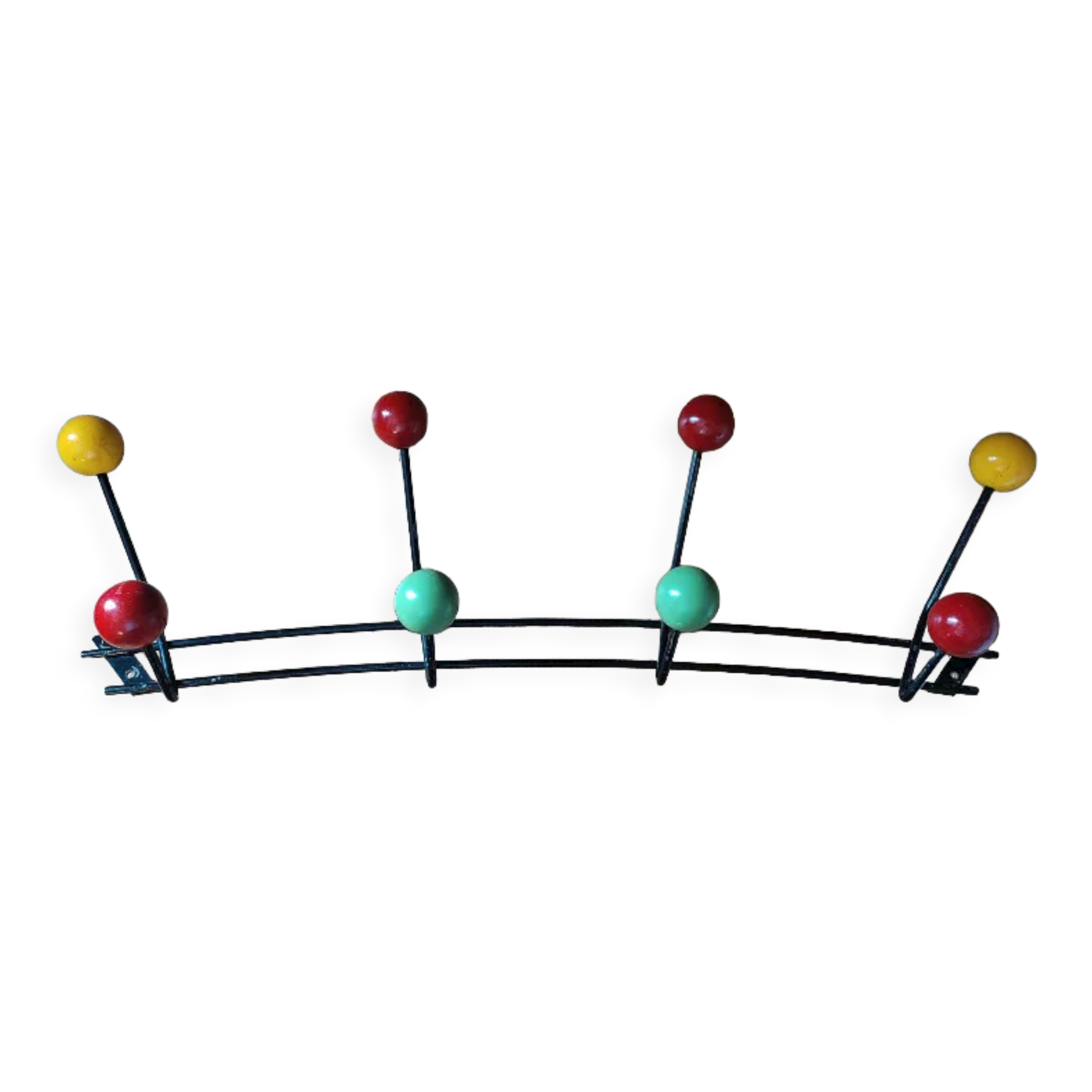 Coat rack patinated metal year 50 8 hooks balls wood dp 112261