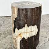Small black, white and gray petrified wood side table H28cm D:18.5