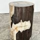 Small black, white and gray petrified wood side table H28cm D:18.5