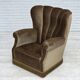 1960s, Danish relax armchair, dark green furniture velour, ash wood.