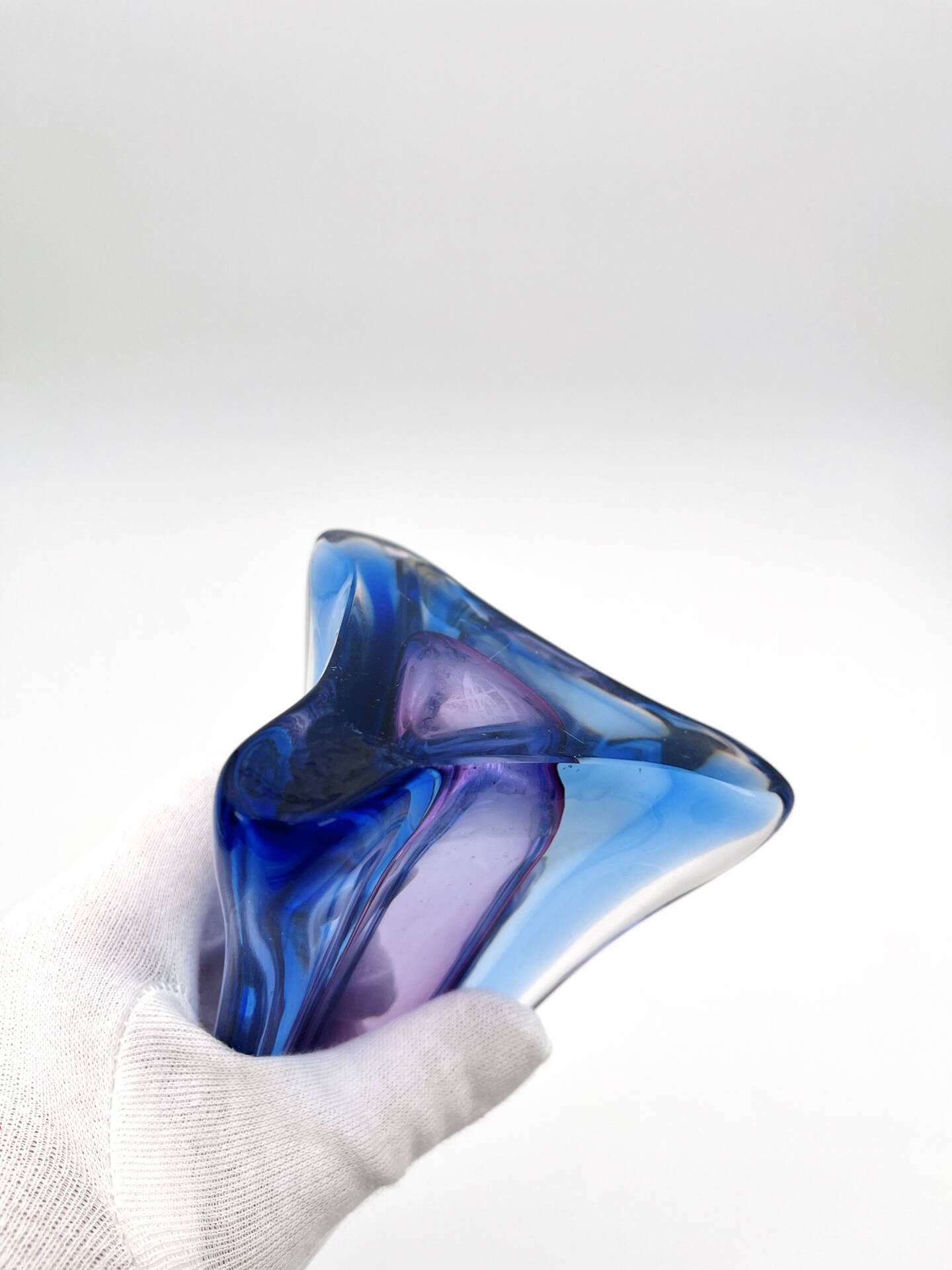 Large Sommerso Vase Murano Violet Blue 34cm