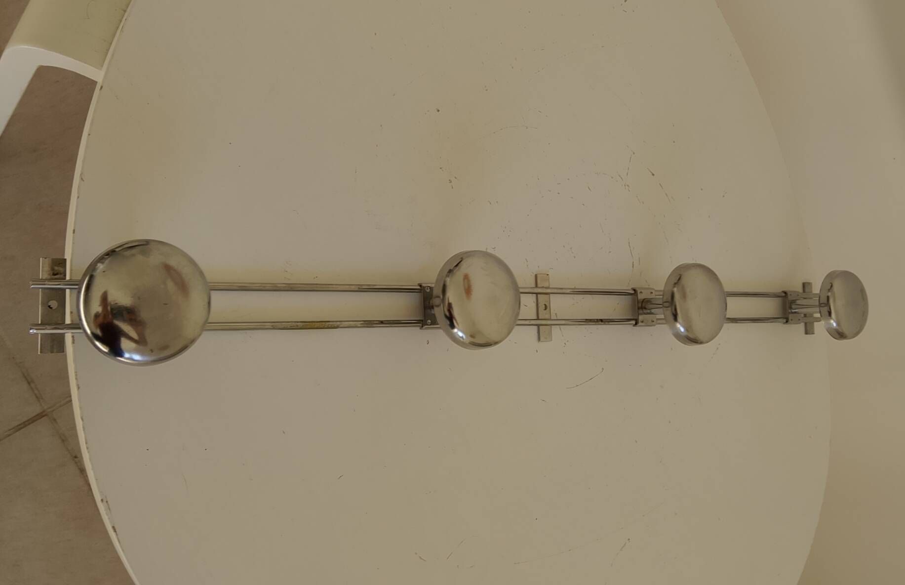 Vintage chrome wall coat rack from the 70s
