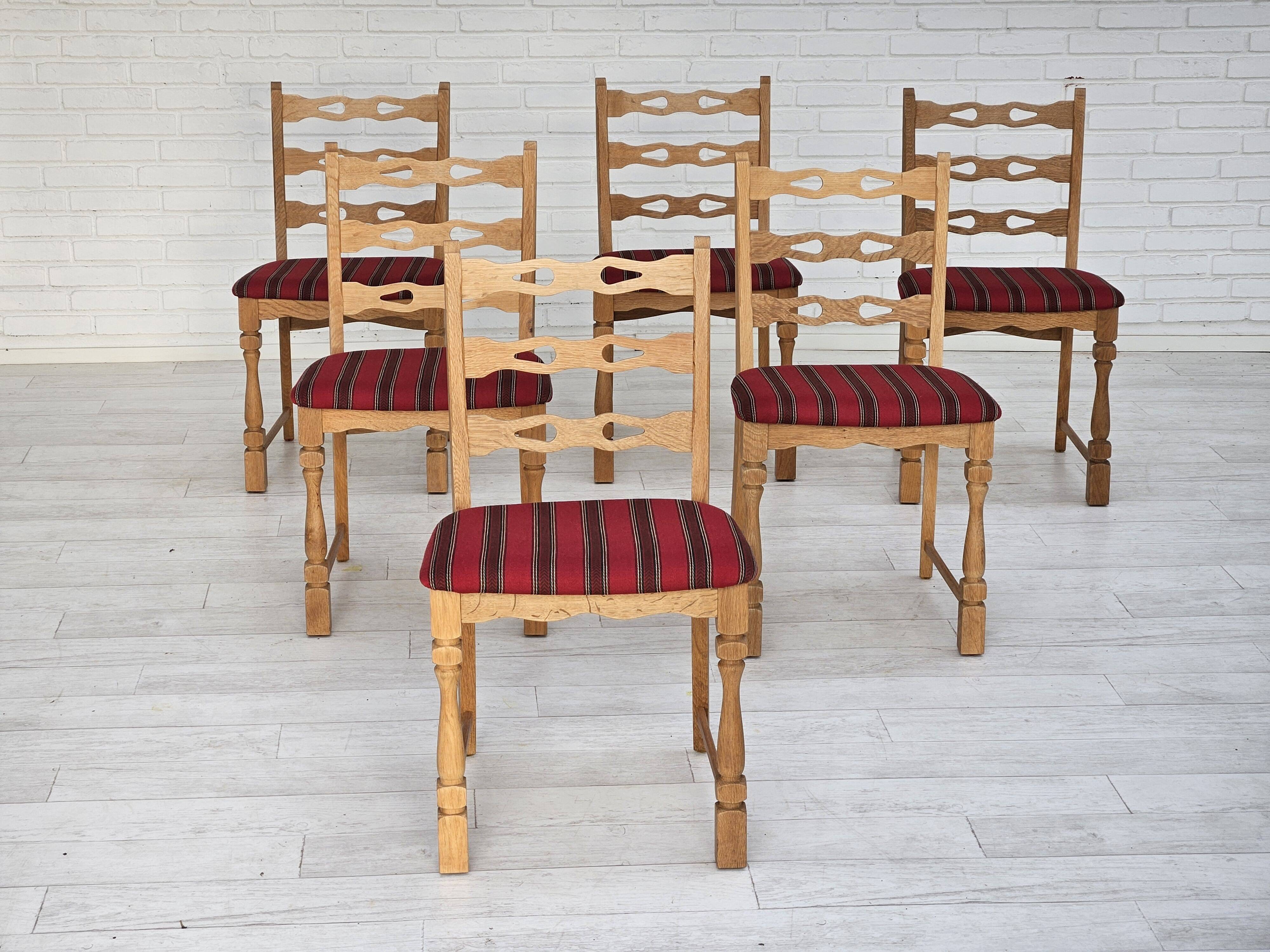 1970s, set 6 pcs of Danish dinning chairs, original good condition, furniture wool.