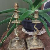 Gilded bronze dolphin lamp