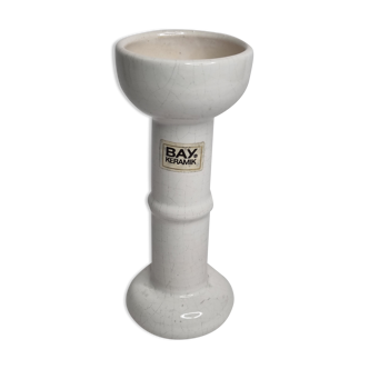 Bay Keramik white candlestick in vintage enamelled ceramic, 70s