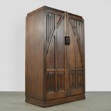 Unique wooden wardrobe and/or hall cupboard in Art Nouveau style, 1930.