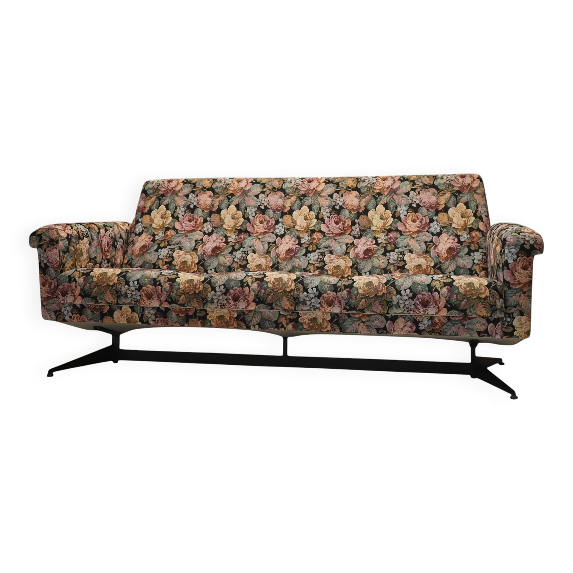 Mid-century Italian floral sofa from the 1960s.