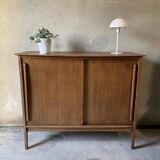 Vintage wooden sideboard sliding doors 60s