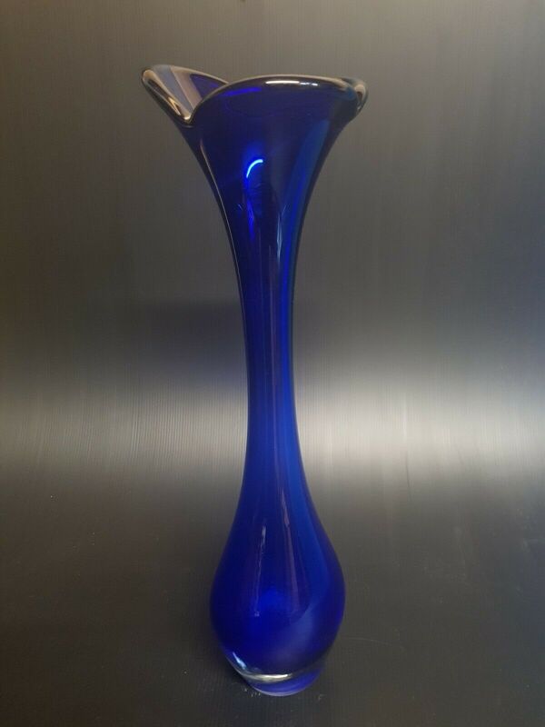 Vase bleu Murano vase soliflore meulé