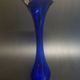 Vase bleu Murano vase soliflore meulé