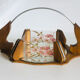 Vintage painted glass tray, wood and mirror