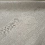 Ancient tablecloth, 12 embroidered towels monogram RD damasse de roses , friezes art deco