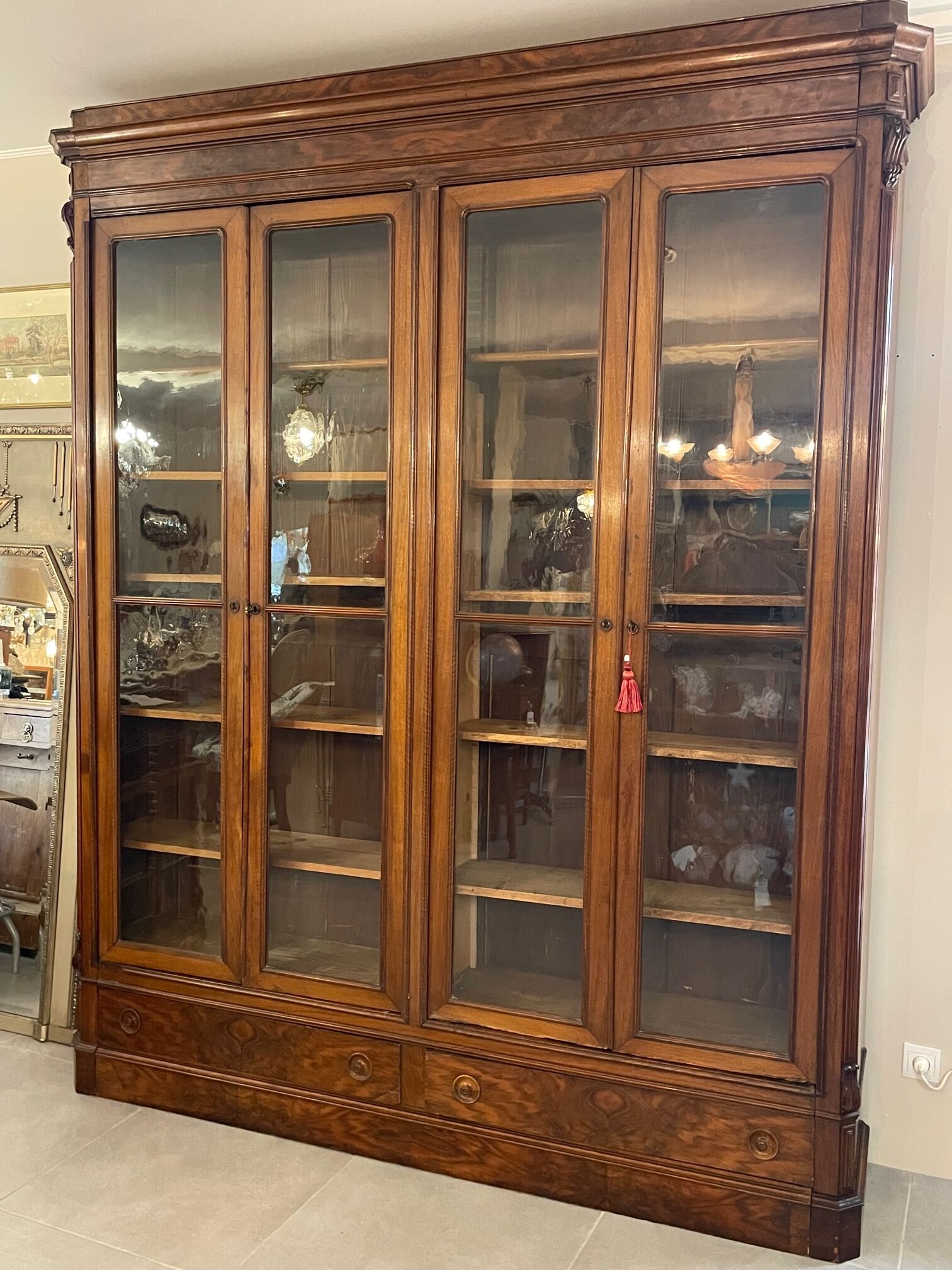 1900 walnut display case