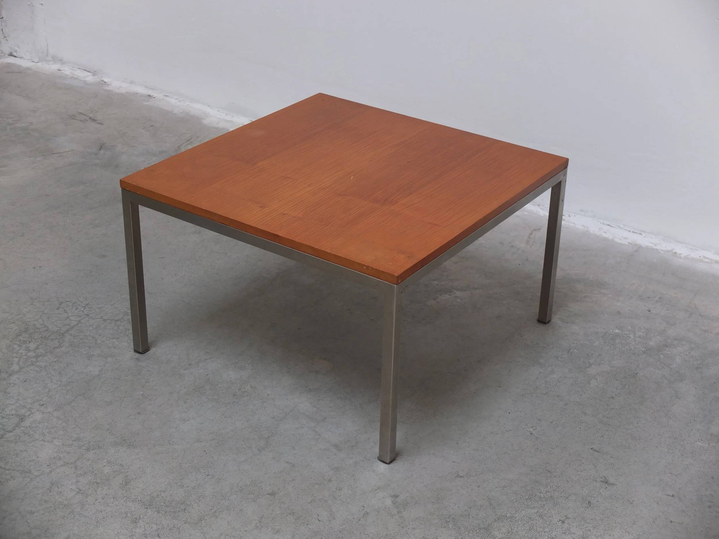 Modernist cherry wood & metal coffee table by Jules Mijs, 1959