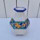 Vase art déco, émaux de Longwy, décor floral, vintage