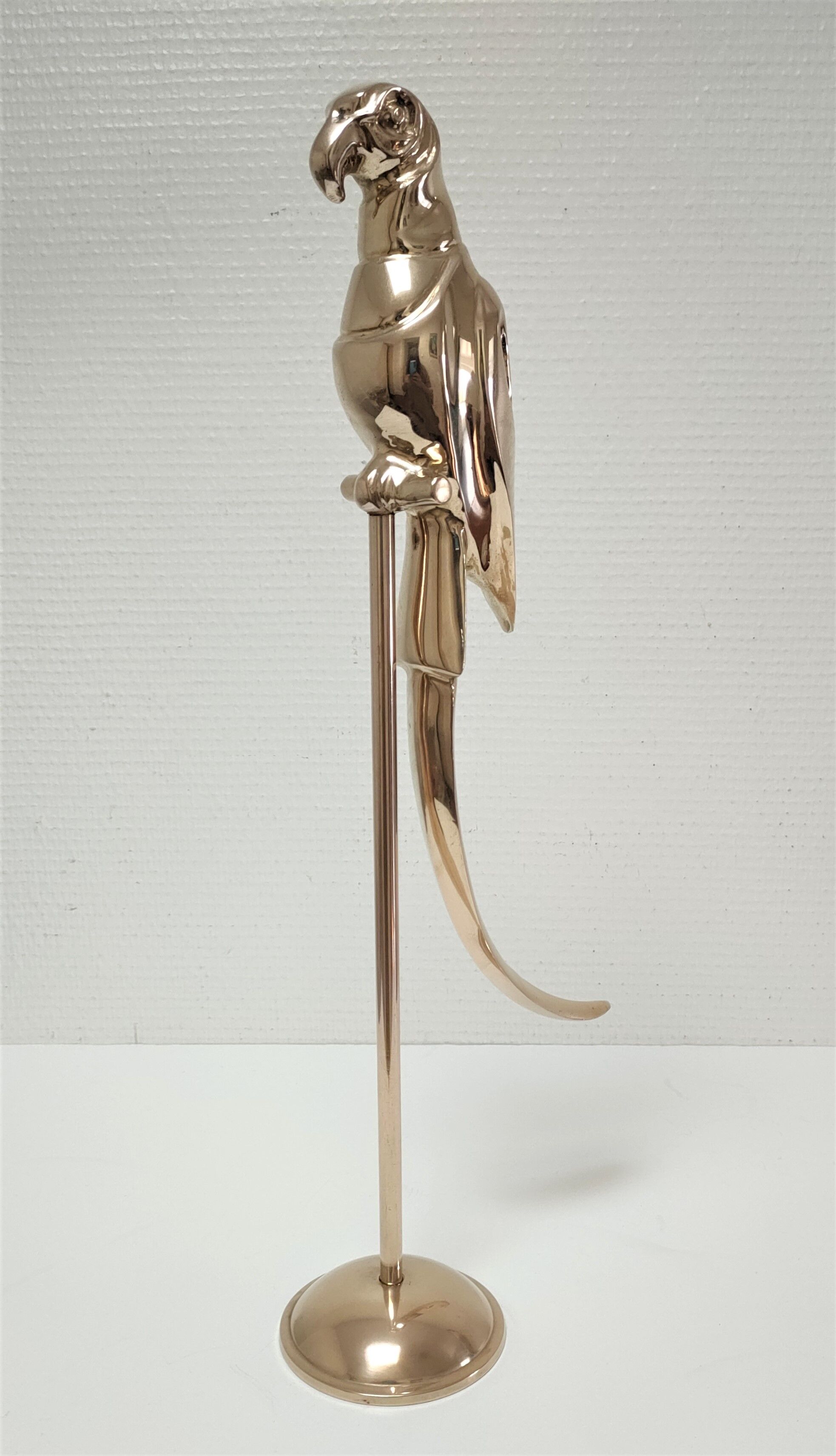 Solid brass parrot perch H. 45 cm 80s