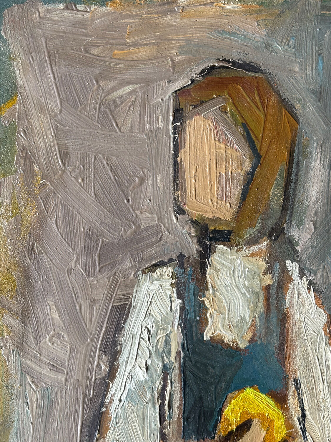 Oil on canvas "Young Girl with Fruit" 20th century, signed