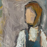 Oil on canvas "Young Girl with Fruit" 20th century, signed