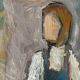 Oil on canvas "Young Girl with Fruit" 20th century, signed