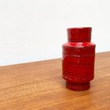 Red pottery vase Rimini Italian from the mid-century by Aldo Londi for Bitossi, 1960s.