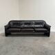Black leather De Sede DS16 sofa, 1970s