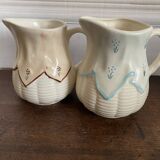Set of 2 vintage pitchers - 1950 - Barbotine