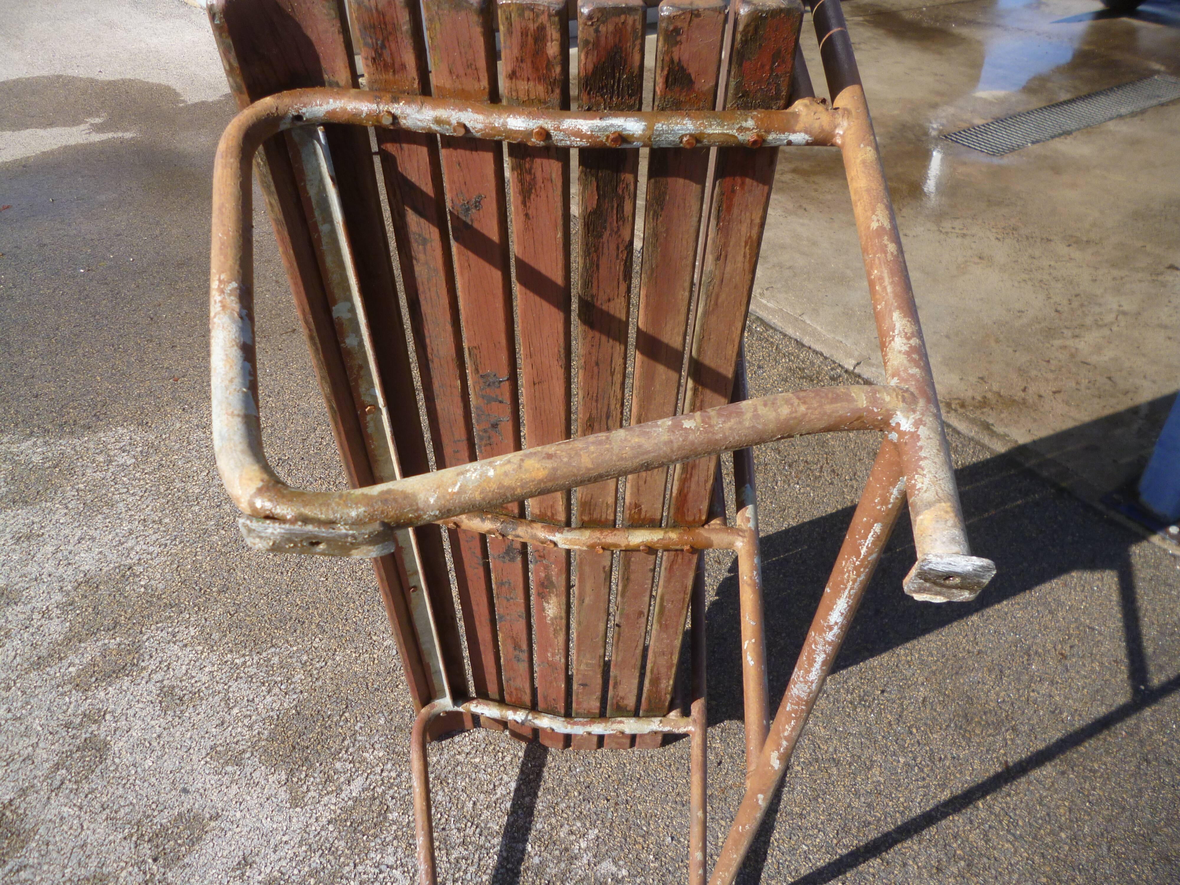 Barge bench in wood and iron
