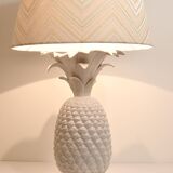 Lampe de table Hollywood Regency en forme d'ananas blanc style Tommaso Barbi, Italie, années 1970