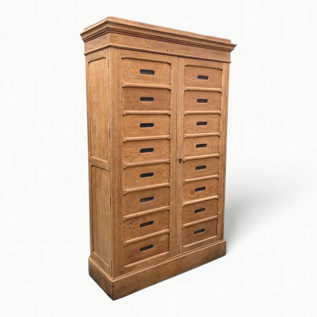 Solid raw oak notary cabinet, 1920