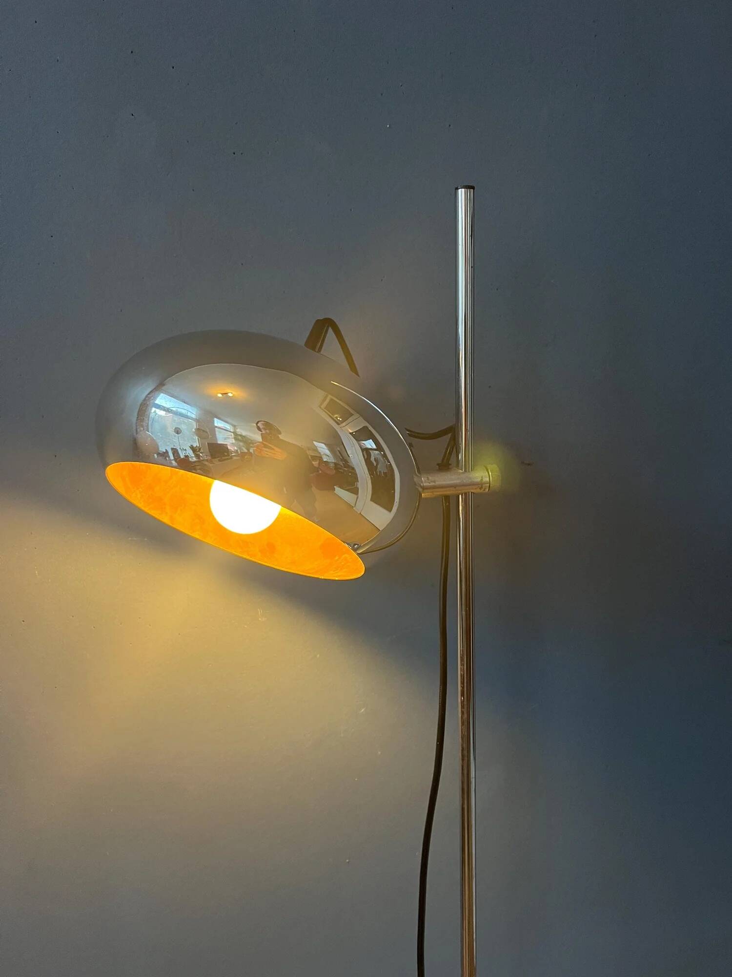 70s mid-century chrome Herda eyeball floor lamp