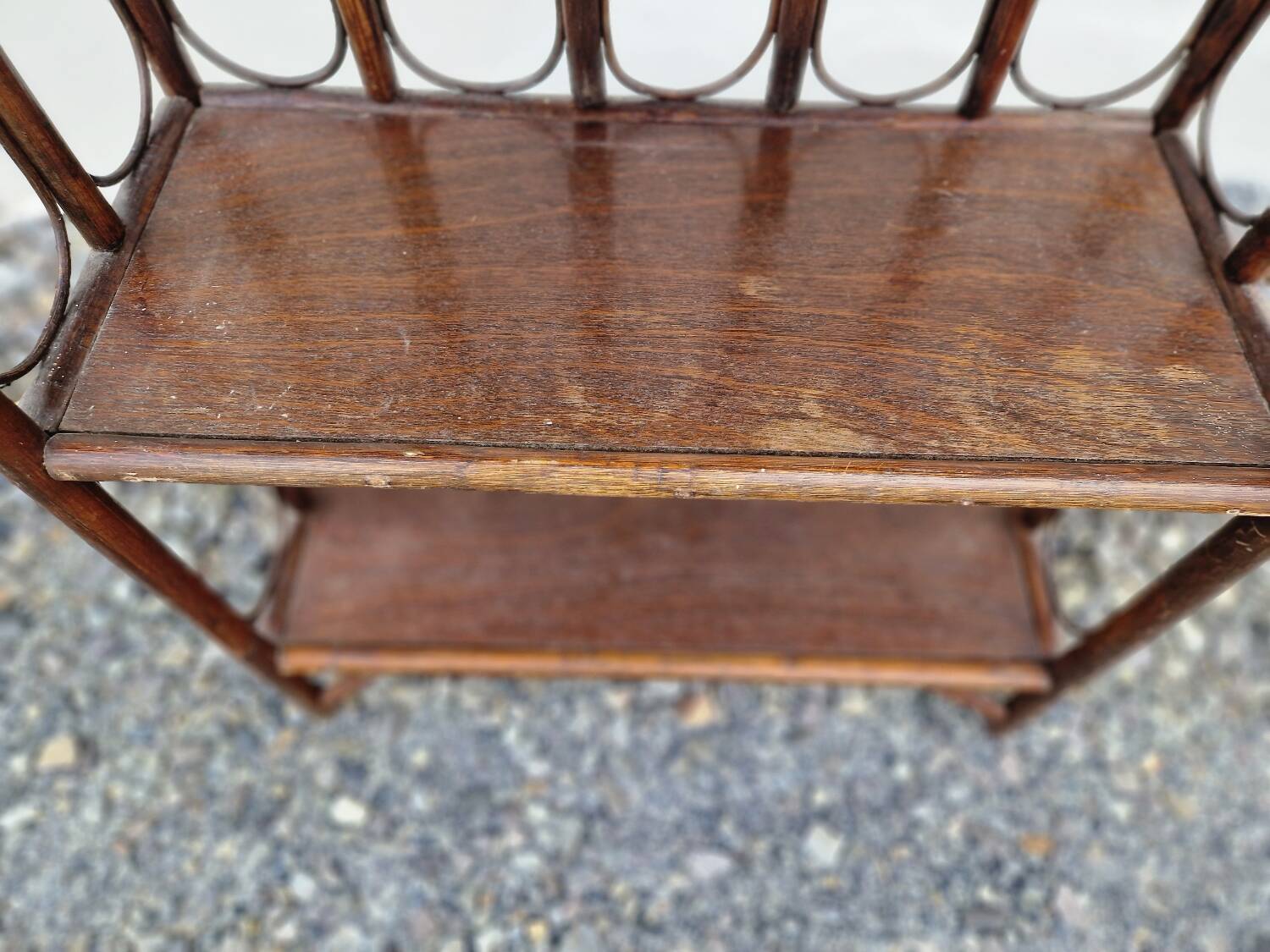 Wood and wicker bookshelf