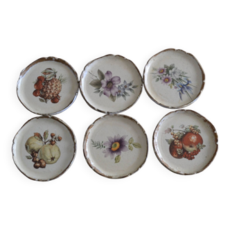 Set of 6 flower and fruit patterned coasters