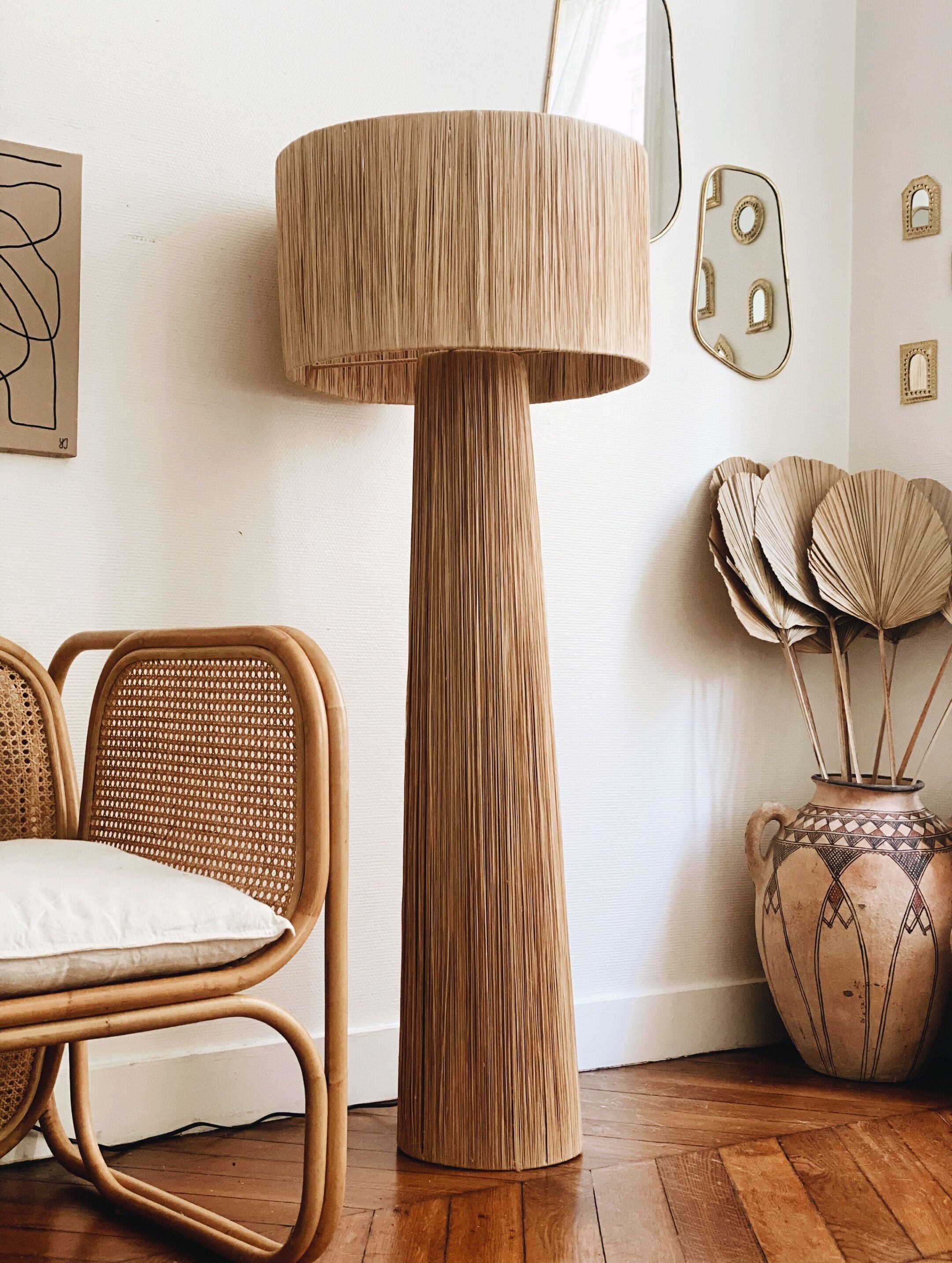 Bahia floor lamp minimalist design raffia
