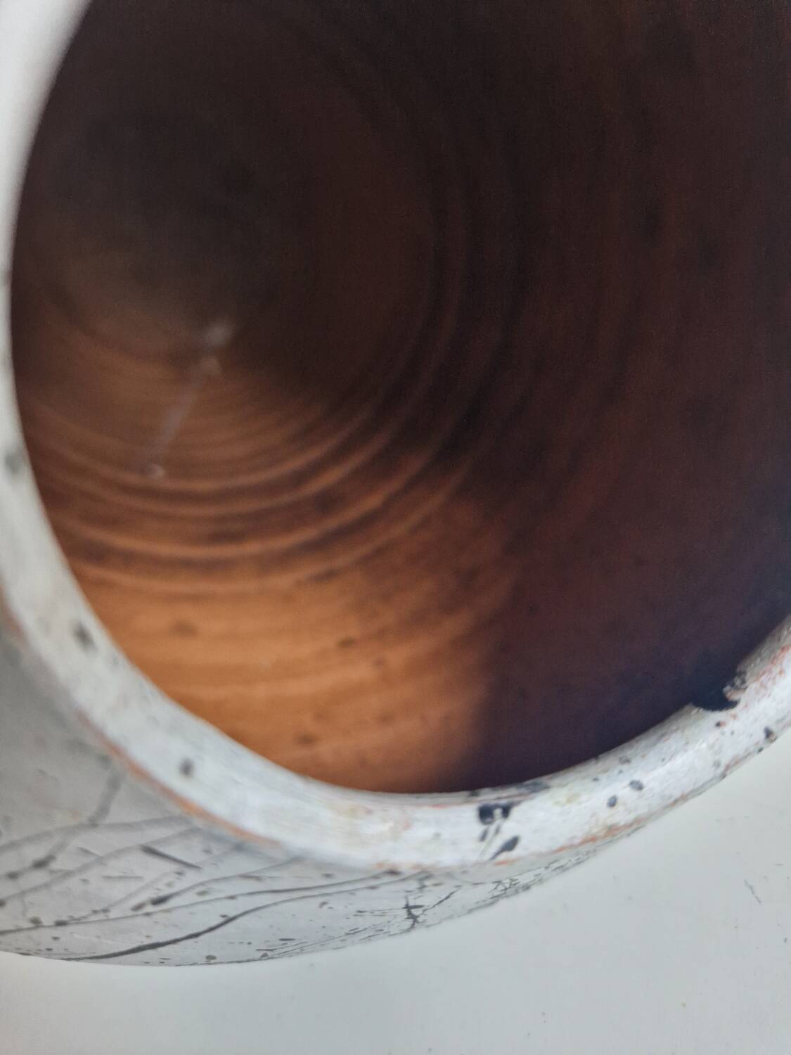 Painted Terracotta Vase with Graphic Pattern