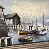 Old fishing port painting