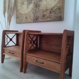 Pair of bedside tables in oak workshop Saint Sabin year 1950
