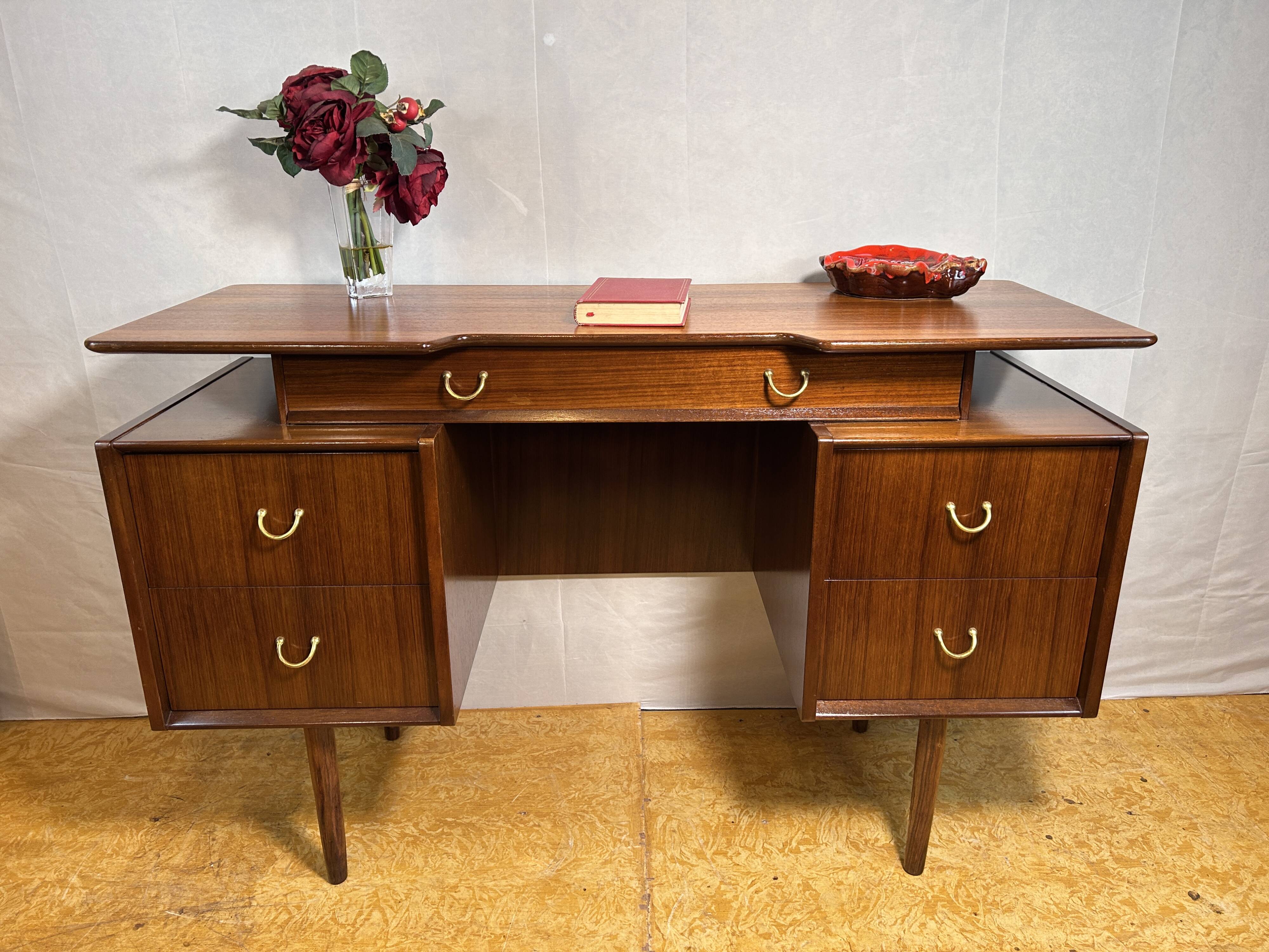 Mid-Century Retro Vintage Teak Floating-Top Desk by GPlan E. Gomme – 1960