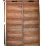 Meuble secrétaire rideau vintage en bois massif