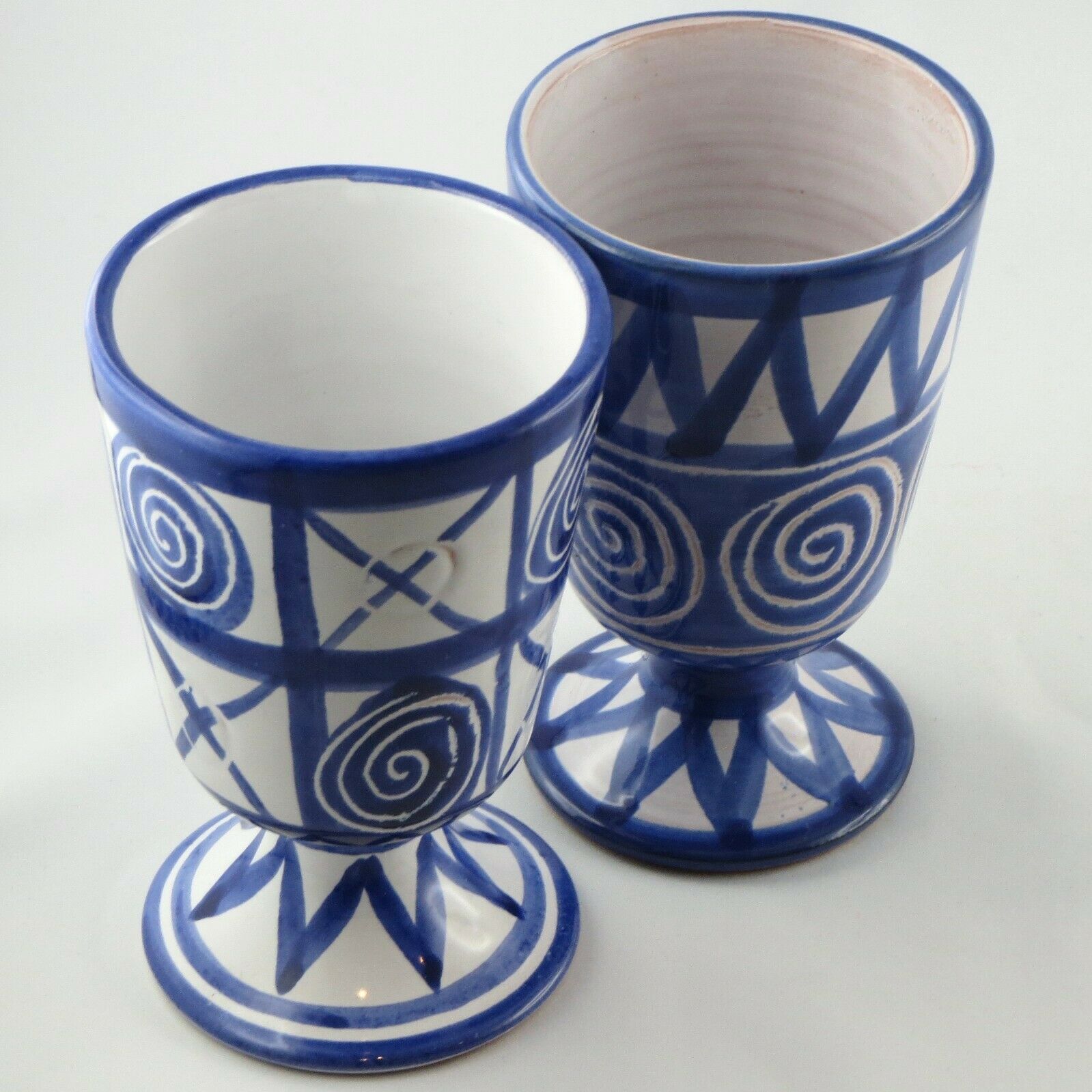 Duo mazagran/blue calice Robert Picault ceramic Vallauris