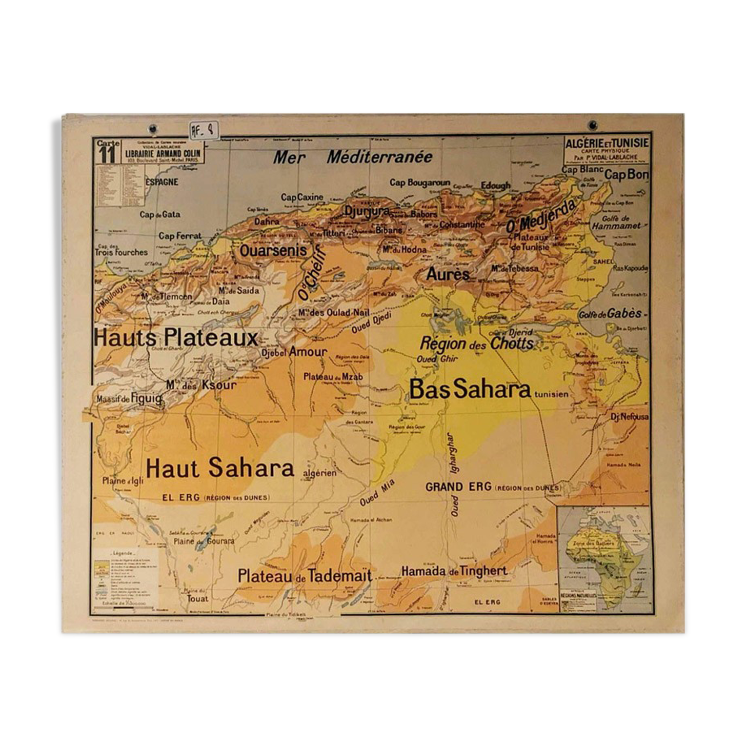 Vidal Lablache school map No.11 Algeria and Tunisia