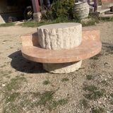 Table, basse, ronde, placage de Pierre