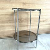 Round console 1970 chrome tube and smoked glass perfect condition