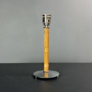 Set of 2 pencil reed rattan bamboo and chrome table lamps, 1980s