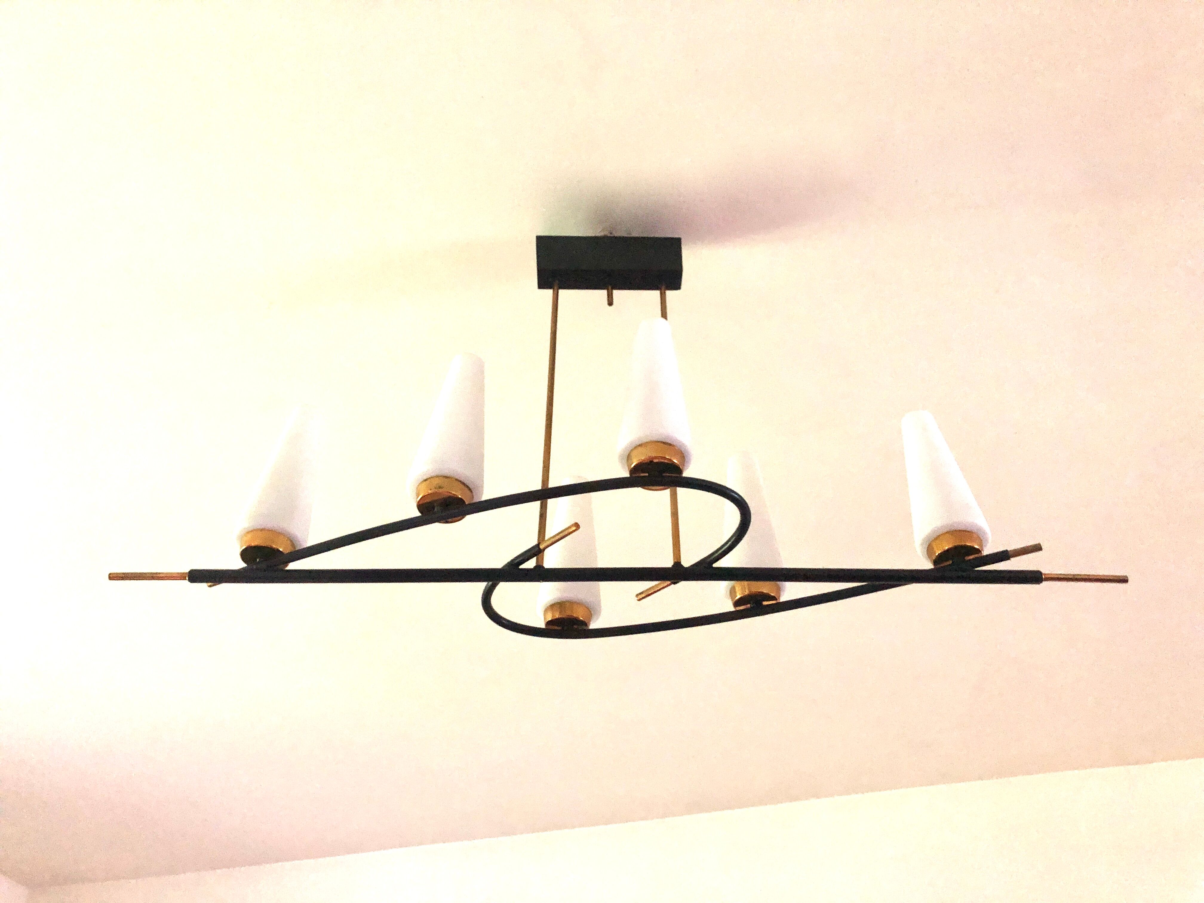 Chandelier 6 lights Arlus 1950