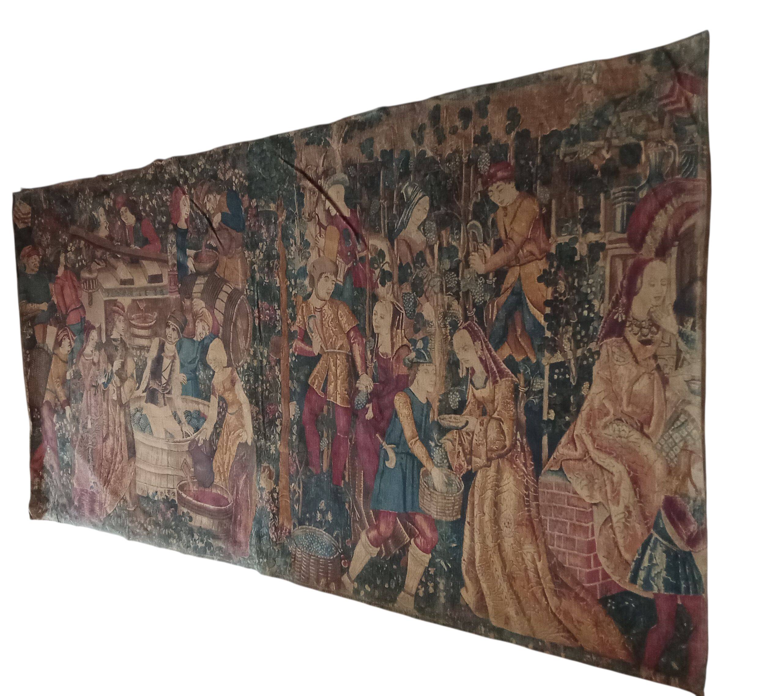 Ancienne grande tapisserie les vendanges atelier Rambouillet