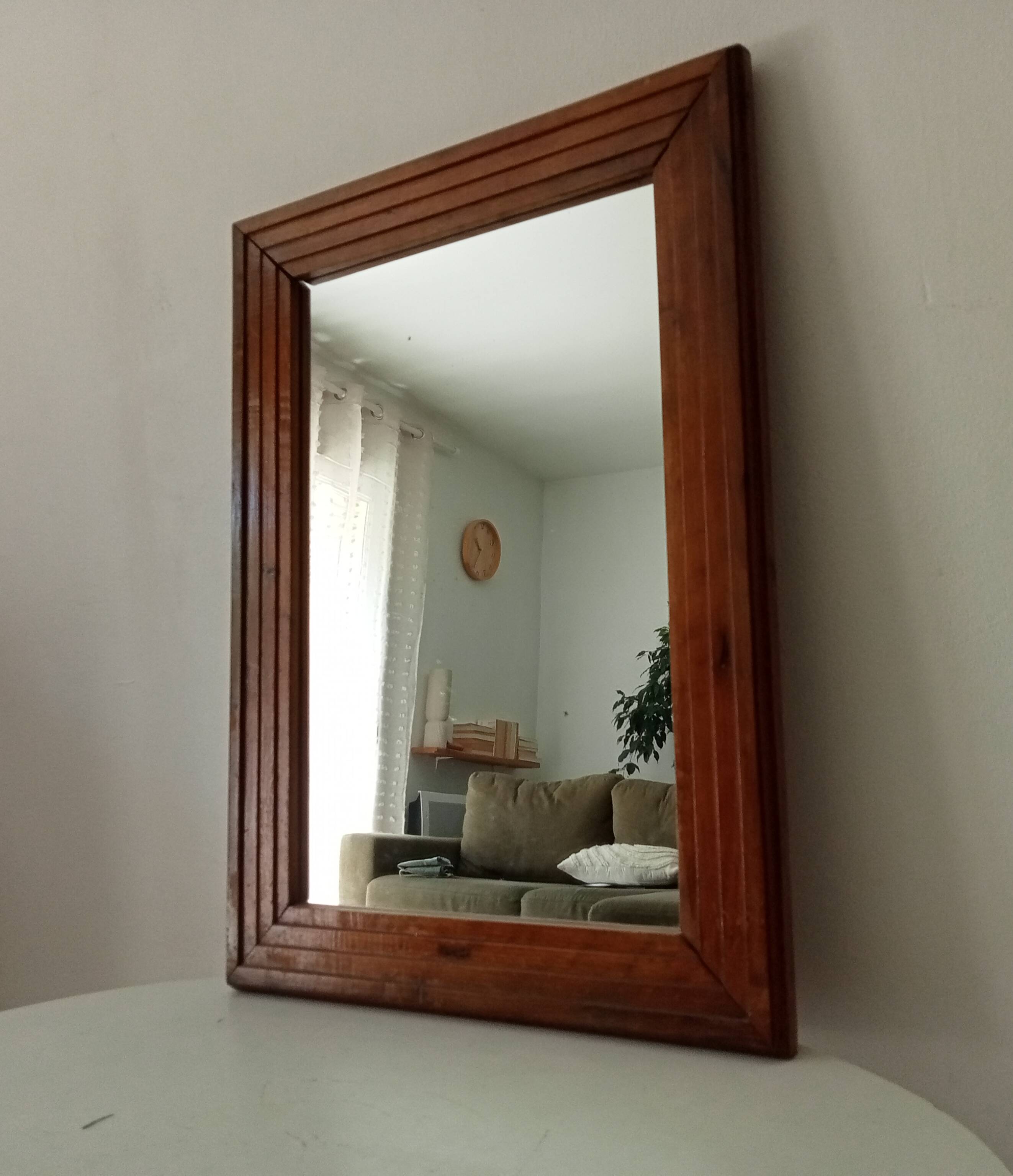 Vintage Art Deco wooden mirror from the 1950s.